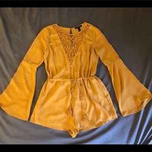 Forever 21 mustard bell sleeve romper